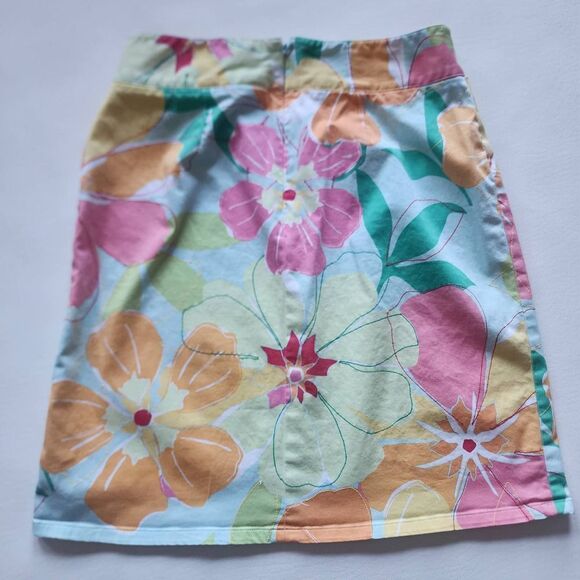Talbots multi color pink blue green floral straight skirt womens size 8 stretch - Picture 4 of 5